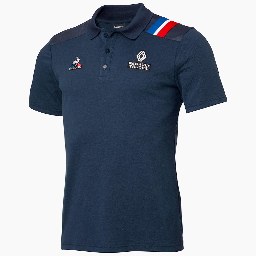 Le Coq Sportif x Renault Trucks blue polo shirt angle side